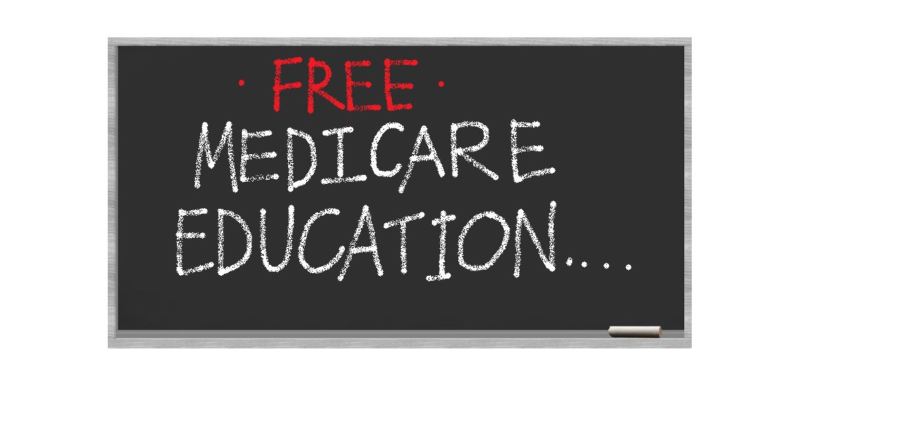 chalkboard with Free Medicare Education written on it